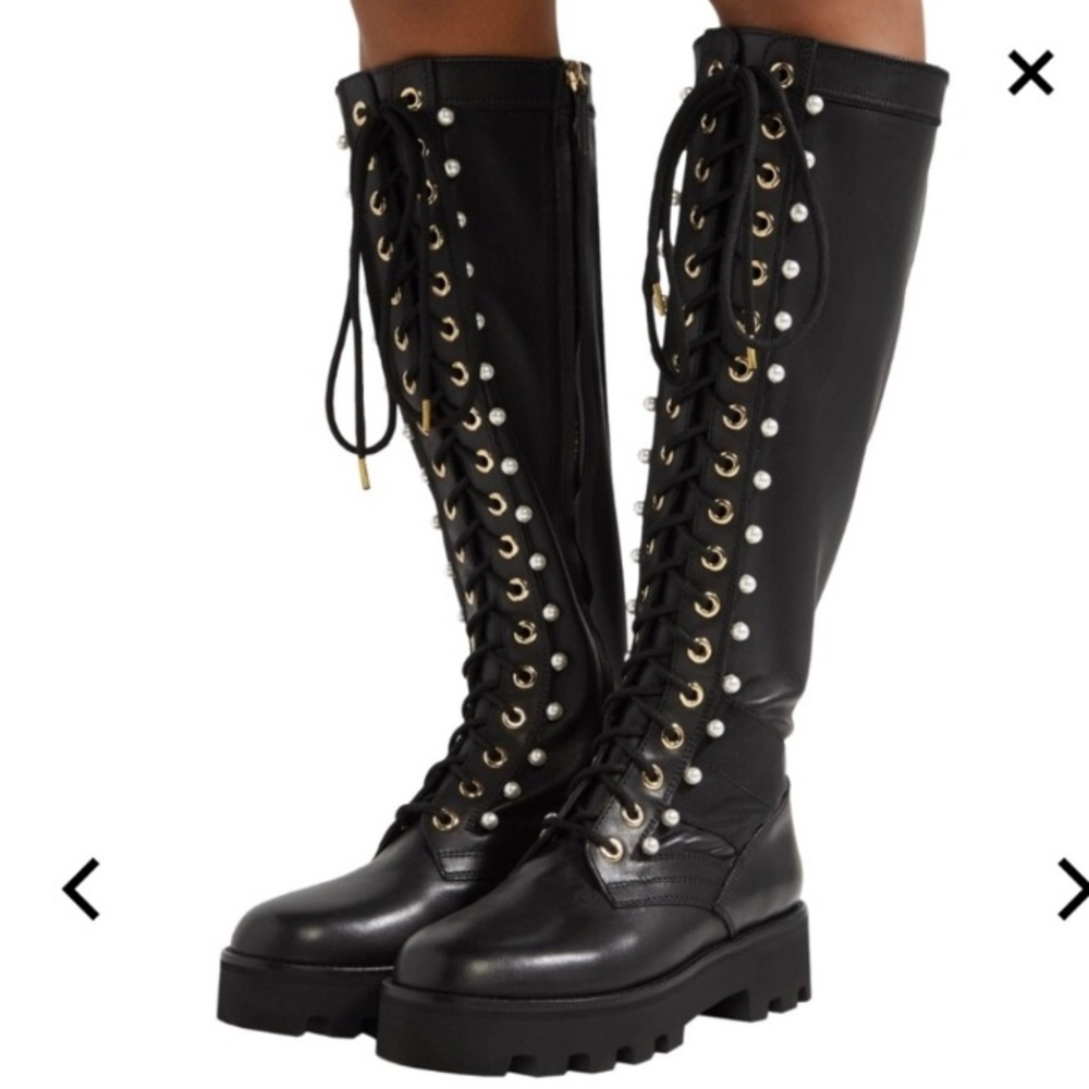 Altuzzara Pearl couture runway thigh high boots